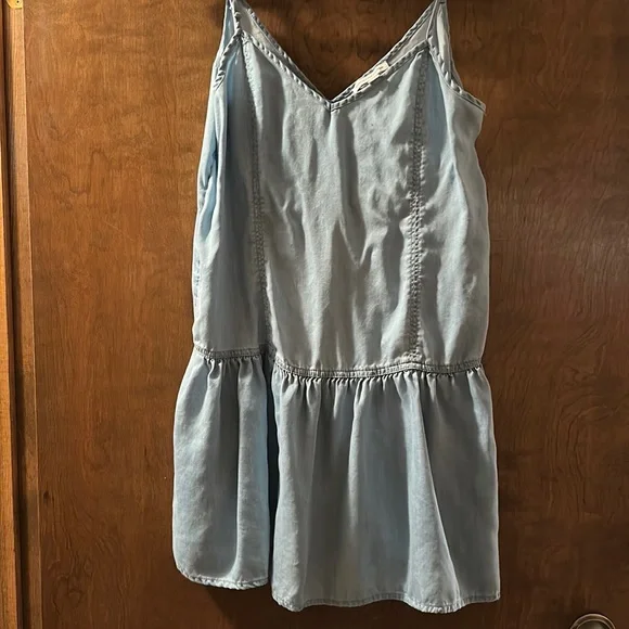 chambray drop waist dress MILLE Celia Dress in Chambray Polka Dot XXS main image 0